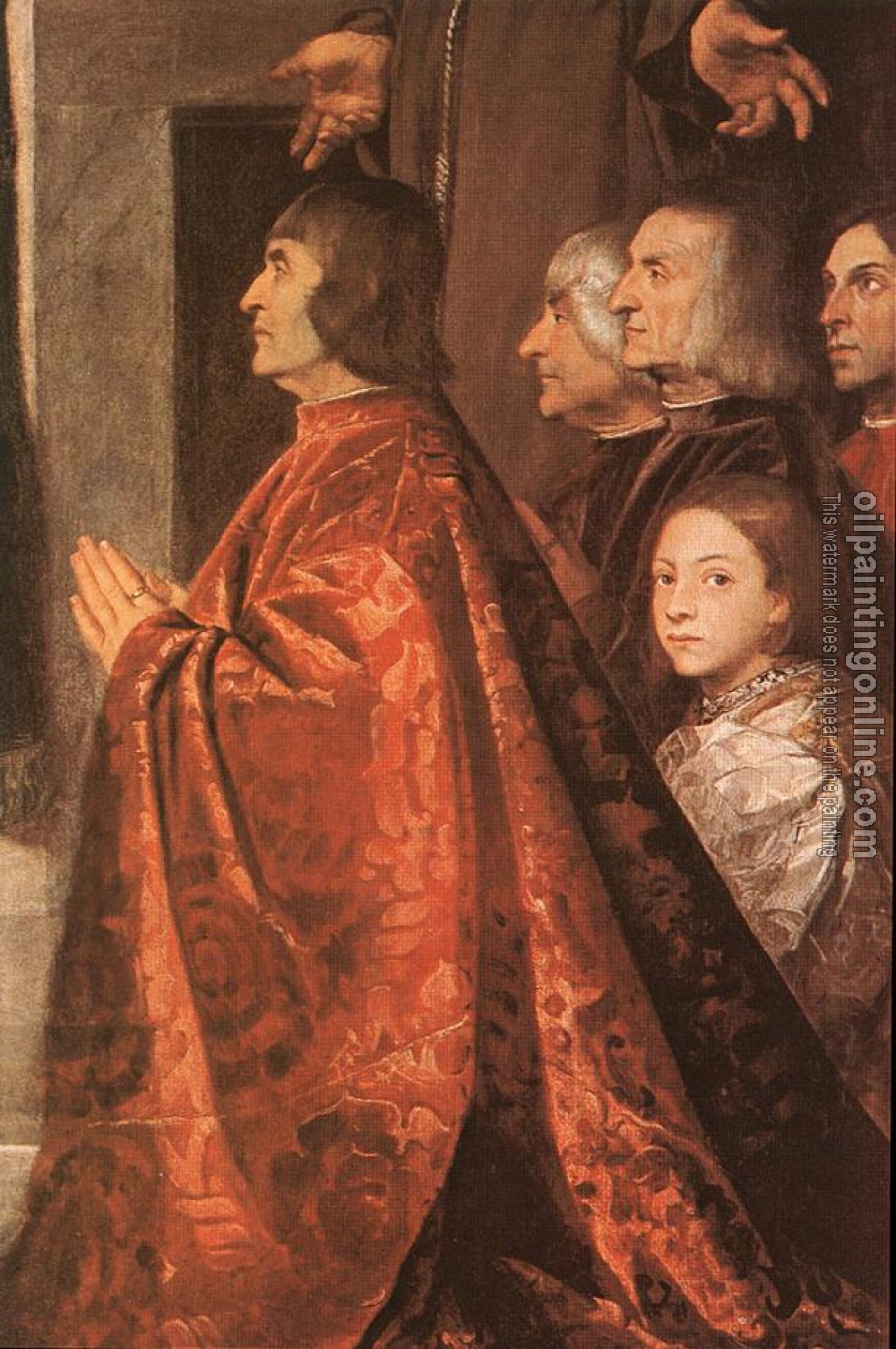 Titian - Madonna with Saints and Members of the Pesaro Family detail